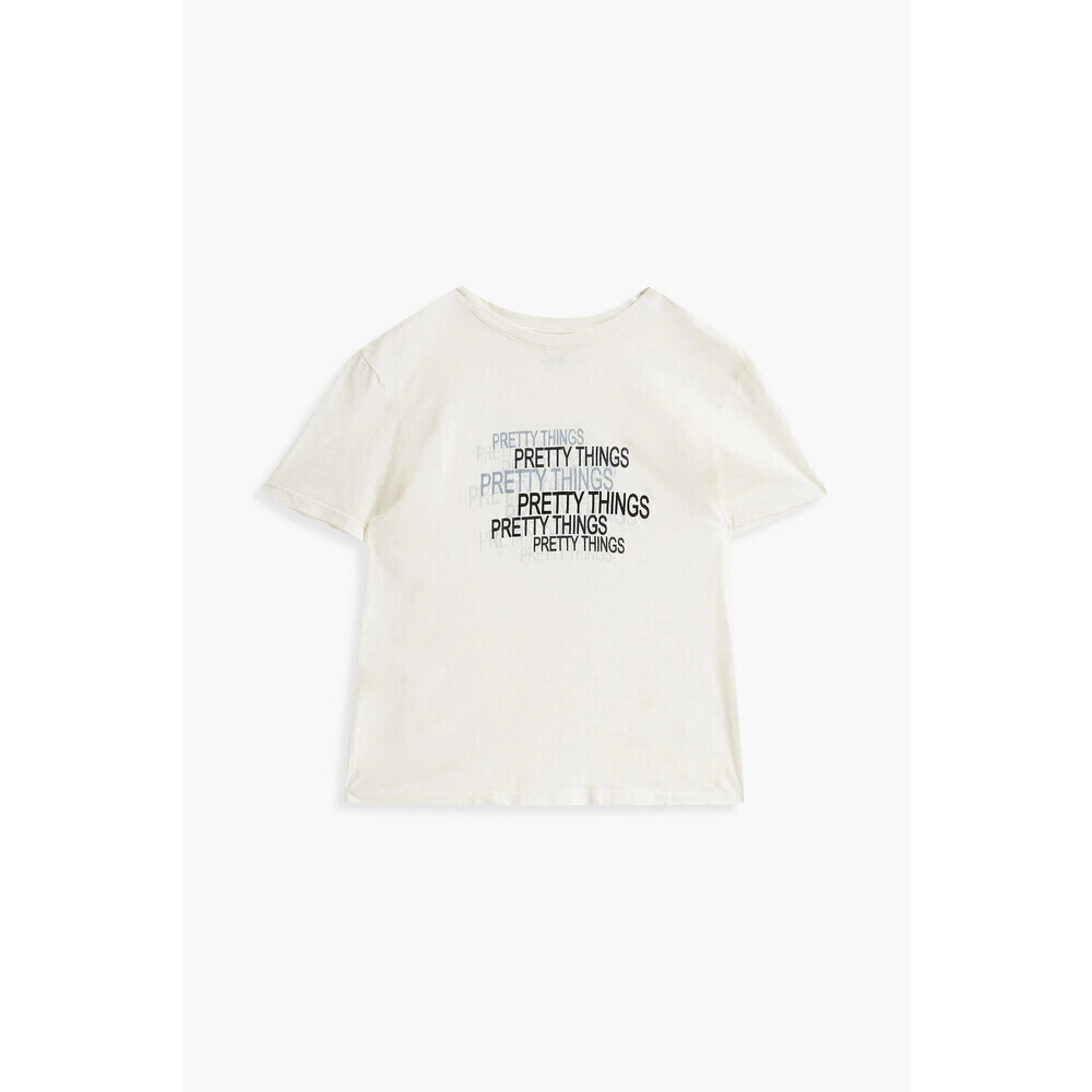 BA&SH women's Moki Printed Slub Cotton-Jersey T-Shirt Ecru Size 3